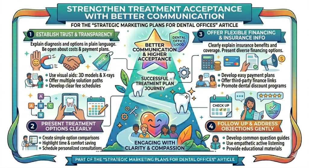 Marketing does not stop when the patient books. It continues when the dentist explains the problem, when the treatment plan is presented, when cost is discussed, and when follow-up happens. If patients do not understand the value of treatment, they often delay or decline.