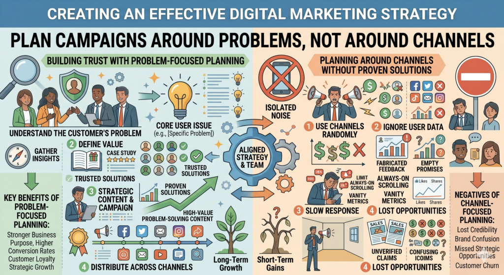 Many businesses plan marketing by channel. They ask what to post on social media, what to write for the blog, what ads to run, and what emails to send. This can work, but it often leads to scattered campaigns.