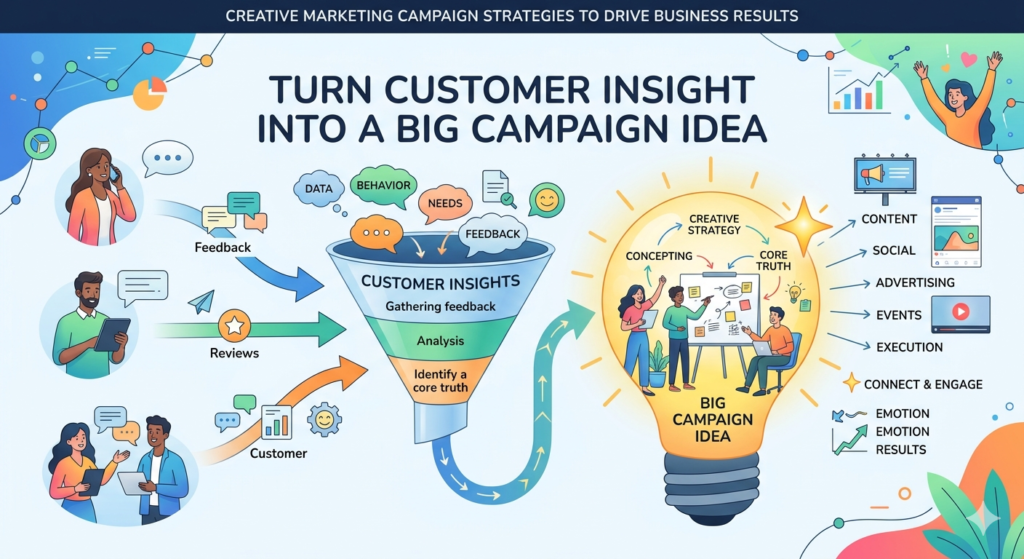 A big campaign idea is the main thought that ties the whole campaign together. It is not just a slogan. It is the central message people remember after they see your ads, emails, posts, videos, and landing page.