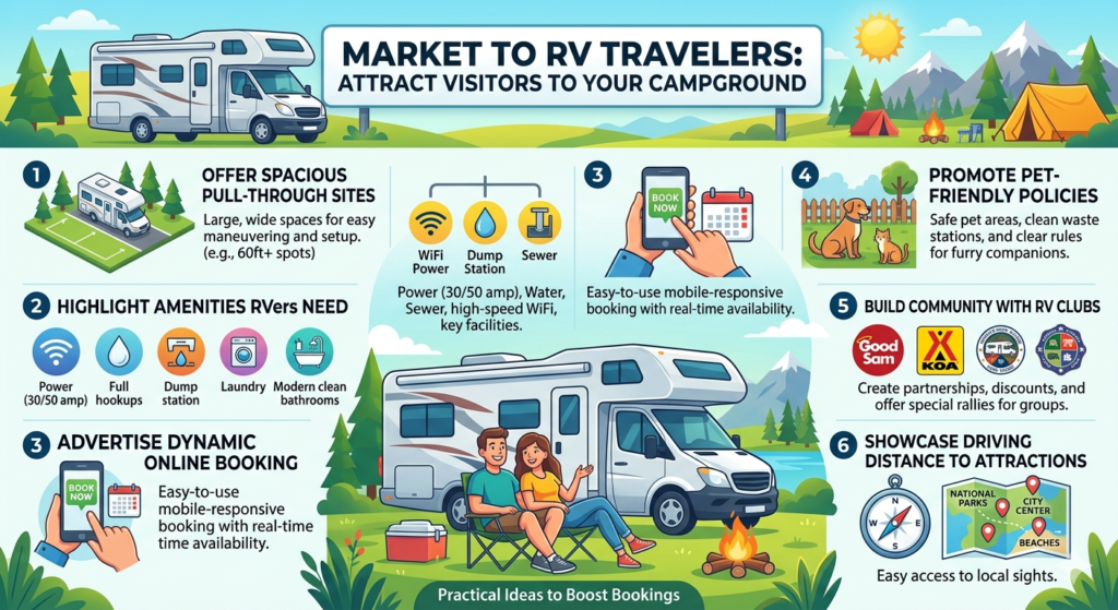 RV travelers are often careful planners. They are not only looking for a pretty place to stay. They need to know if your campground can handle their rig, their route, their power needs, and their comfort needs. A beautiful campground can still lose RV bookings if the details are unclear.