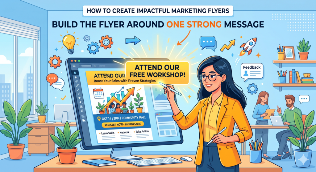 A flyer can include several details, but it should not have several main messages. Too many messages create confusion. The reader should be able to understand the point in a few seconds.