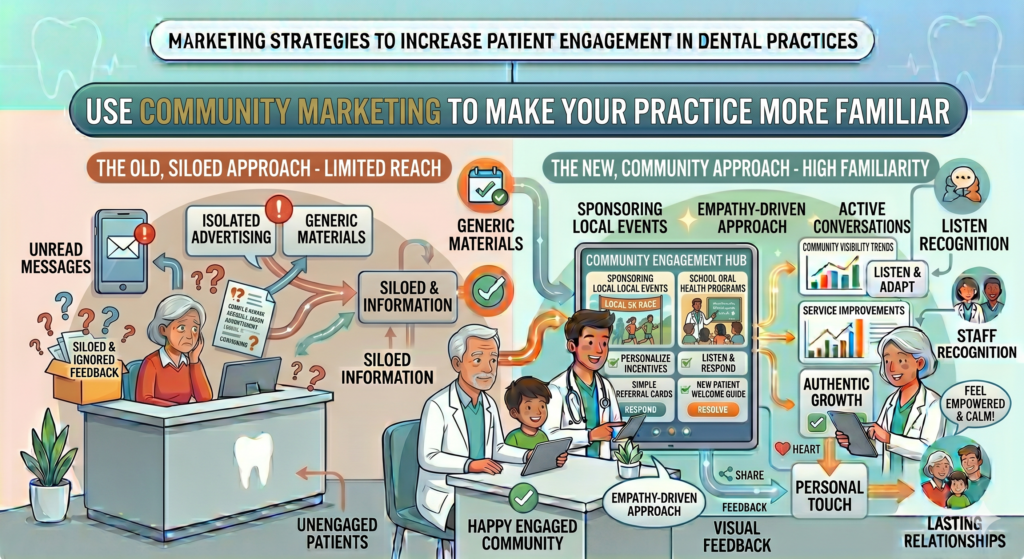 Community marketing helps patients feel like your practice is part of their local life, not just another clinic on Google. It builds familiarity before people need you. Then, when they do need care, your name feels known.
