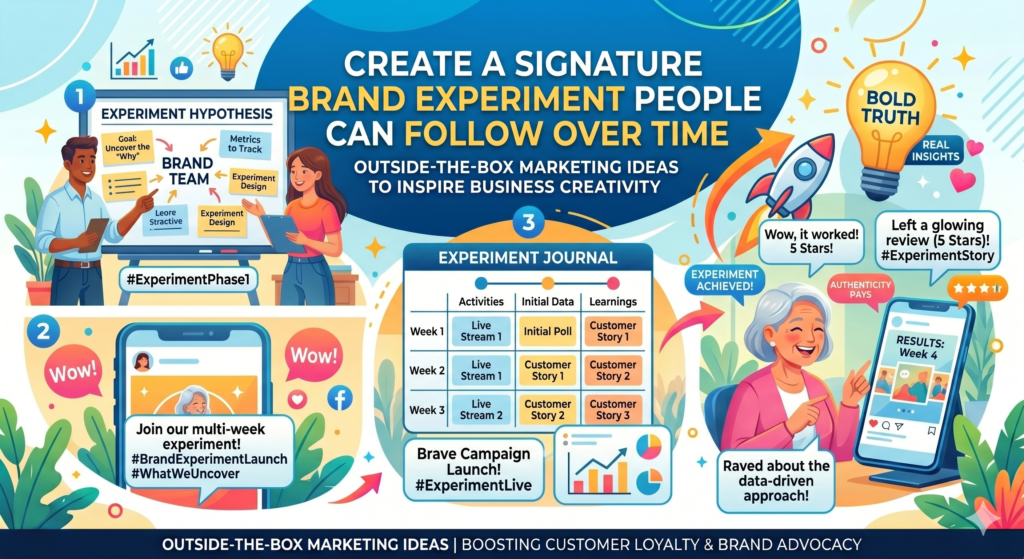 Most brands publish content as separate pieces. One blog post here. One video there. One campaign this month. One offer next month. But a signature experiment creates a thread. It makes people curious about what happens next.