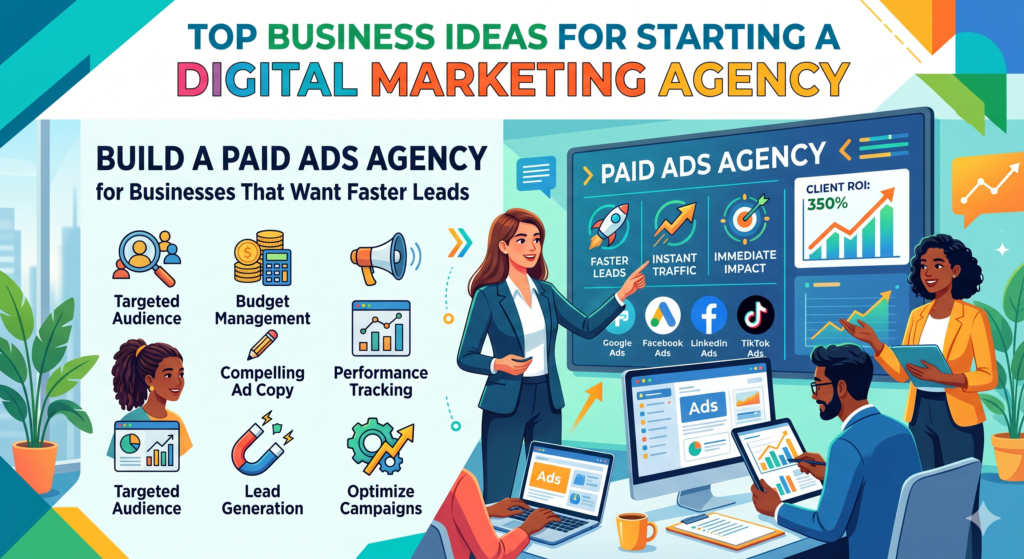 SEO is powerful, but it takes time. Paid ads can move faster. That is why a paid ads agency can be a strong business idea for someone who understands numbers, testing, and direct response marketing.