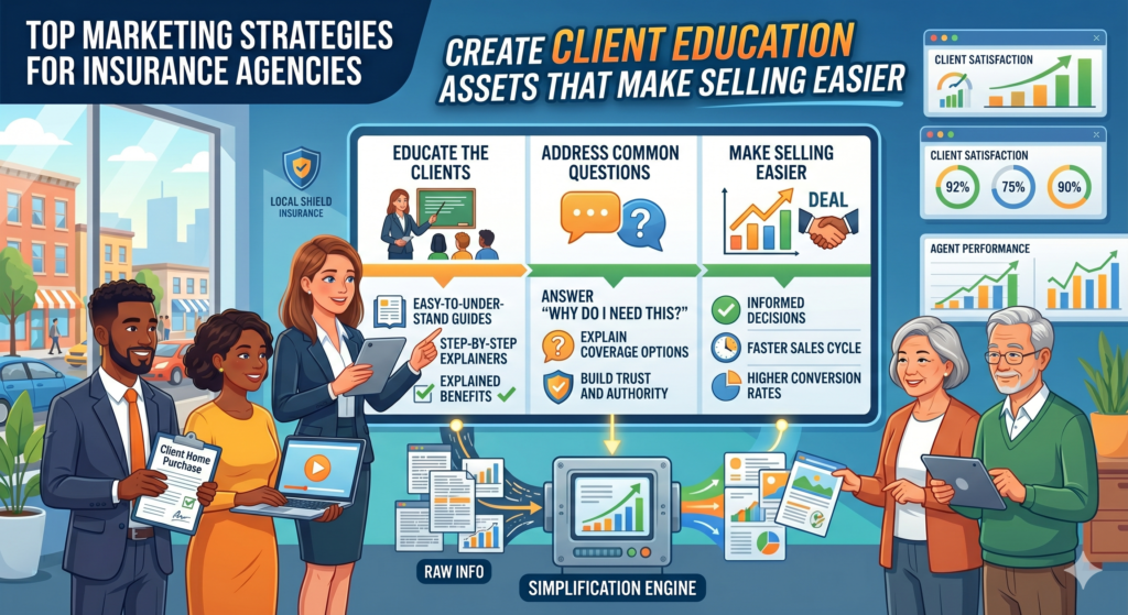 One of the smartest ways to market an insurance agency is to create assets that your team can use again and again. These assets educate buyers, support sales calls, help referral partners, and improve follow-up.