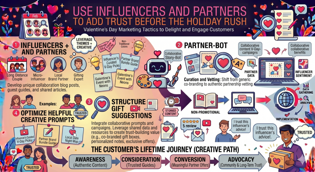 Influencer and partner campaigns can work very well for Valentine’s Day because gifts are easier to trust when someone else shows how they fit into real life. A brand can describe a product all day, but a creator showing how they would give it, use it, style it, or react to it can make the idea feel more natural.