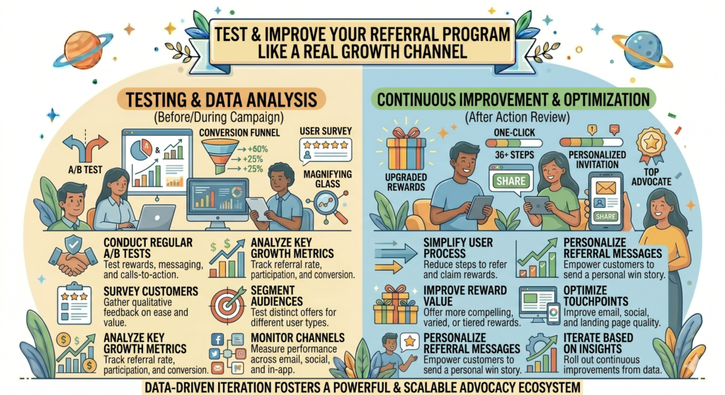 Your first version will not be perfect. That is normal. The offer may need adjusting. The landing page may need clearer copy. The referral email may need a stronger opening. The reward timing may need to change. The follow-up may need to become faster.