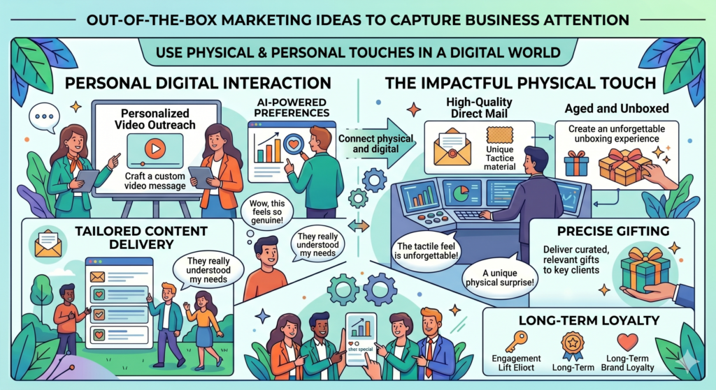 This does not mean you need expensive gifts or big mail campaigns. In fact, the best offline ideas are often thoughtful, simple, and tied to a real business point.