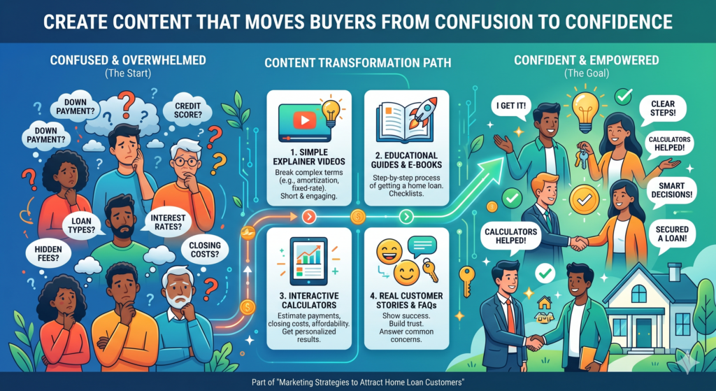 Content is not just an SEO tool. In home loan marketing, content is a trust-building machine. The right content can educate buyers, reduce sales objections, improve lead quality, and shorten the decision time.