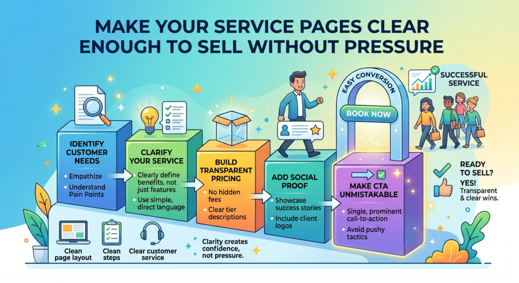 Many small business owners focus on the homepage and forget the service pages. This is a mistake. Service pages are often where serious buyers make their decision.