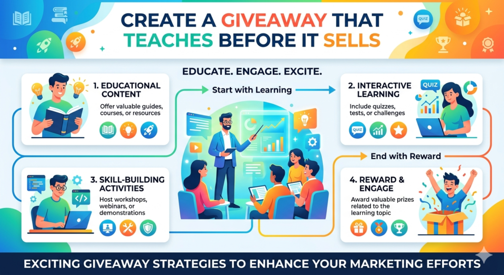 Many people enter giveaways without knowing much about the brand behind them. They may see the prize first. They may not know your service, your process, or your point of view. If your giveaway only says “enter to win,” you miss the chance to educate them while you have their attention.