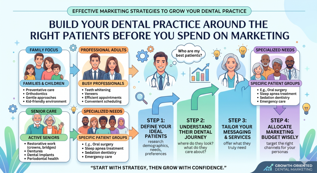 A dental practice does not grow just because more people see its name. It grows when the right people see the right message at the right time and feel ready to book. This is why smart dental marketing starts before ads, social posts, SEO pages, or email campaigns.