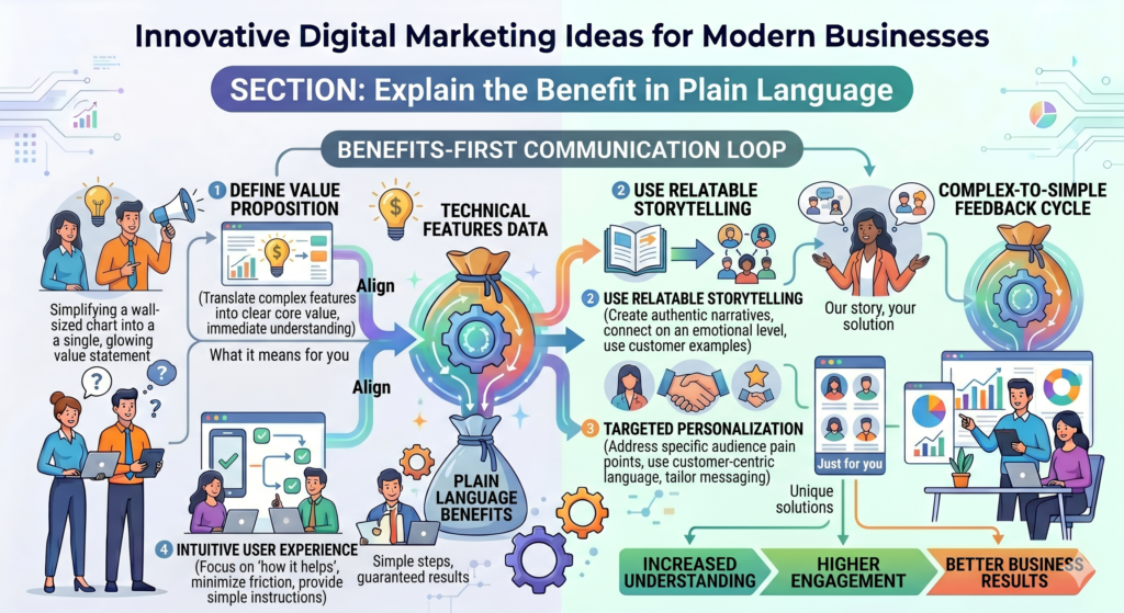 Instead of saying, “We leverage data-driven funnel optimization to improve acquisition efficiency,” say, “We find where people drop off and fix the pages, messages, and offers that are costing you leads.”