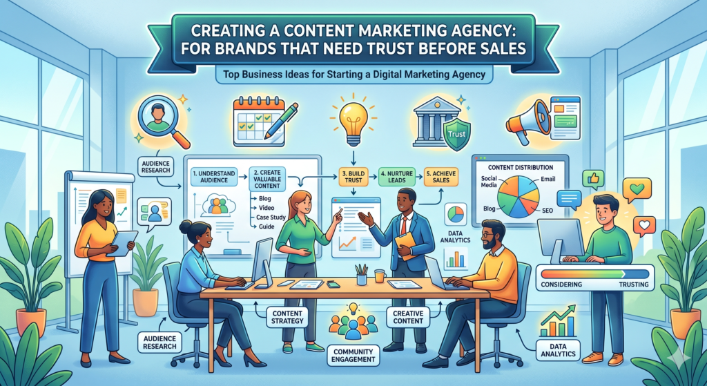 A content marketing agency is a powerful idea because many businesses know they need content, but they do not know what to say, how to say it, or how to turn content into leads.