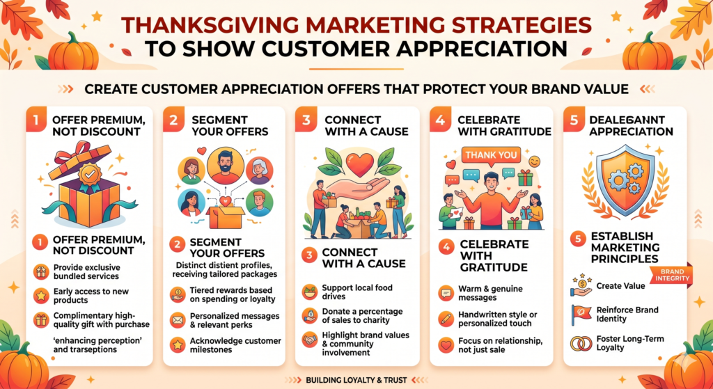 A Thanksgiving offer does not have to be the biggest discount of the year. In fact, it should not always be. If your only way to show appreciation is by lowering prices, customers may start to see your brand as less valuable.