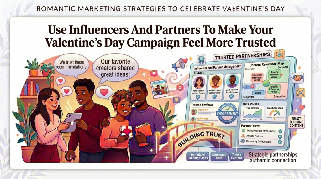 Valentine’s Day is a strong time for partnerships because people look for ideas from others. They may trust a local creator, a favorite blogger, a stylist, a chef, a fitness coach, a wedding vendor, a photographer, or another business more than they trust a plain ad. When the right person shows how to use your offer, the campaign feels more real.