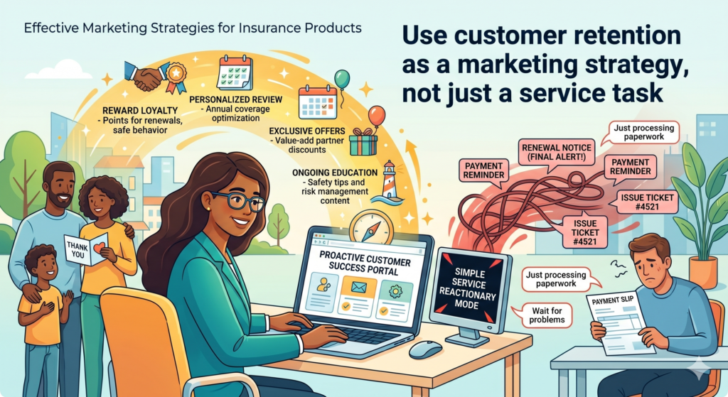 Insurance marketing should not end after the policy is sold. In many cases, the real profit comes from retention, renewals, cross-sells, upsells, and long-term relationships.