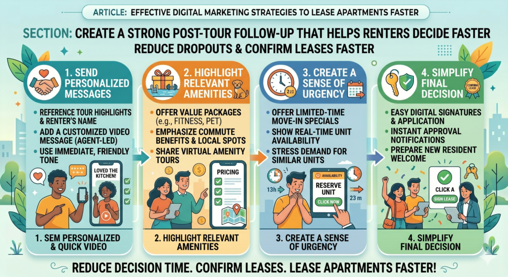 A renter may leave interested but not fully ready. They may need to talk to a partner. They may want to compare another property. They may need to check money. They may have one concern they did not mention in person.
