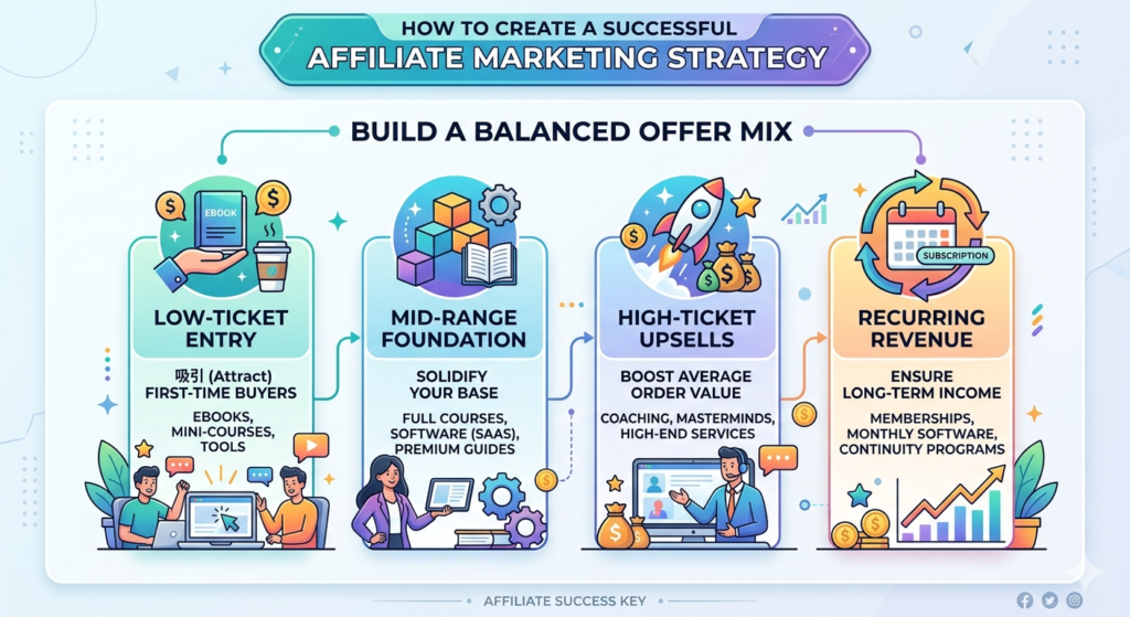 Do not depend on one affiliate product if you can avoid it. Programs change. Commissions drop. Products get acquired. Tracking breaks. Search rankings shift. A balanced offer mix protects your revenue.