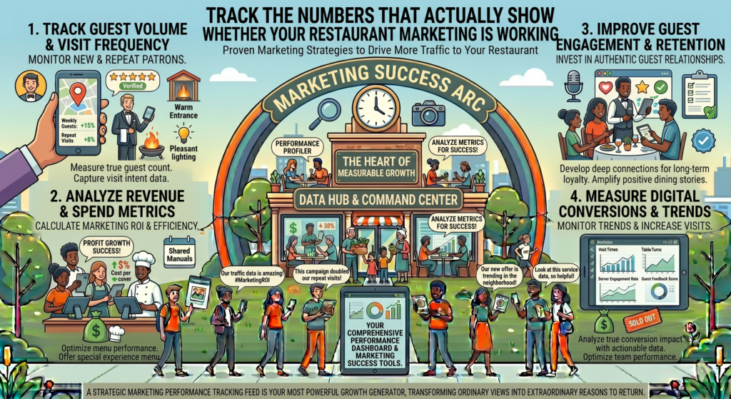 If you do not track results, you will not know what is really bringing traffic. You may keep spending on channels that only create noise. You may stop doing things that were quietly working. You may mistake busy nights for profitable nights. You may chase followers while missing repeat customers.