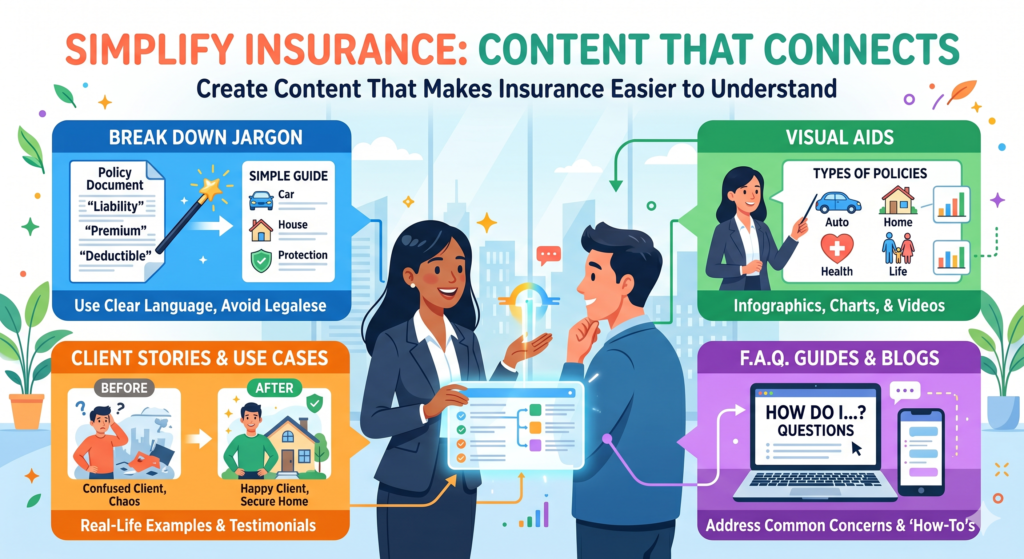 Content marketing works very well for insurance agencies when it is done with a clear purpose. The purpose is not to publish random blog posts. The purpose is to answer real buyer questions before, during, and after the sale.