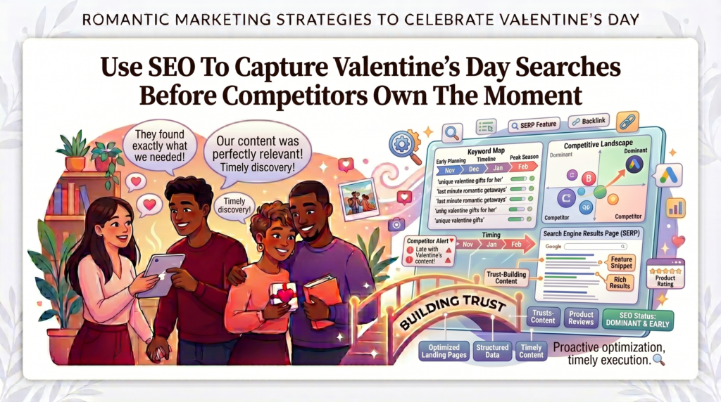 Valentine’s Day SEO is not only about ranking for “Valentine’s Day gifts.” That keyword is broad, crowded, and often hard to win. The better opportunity is to answer the many smaller, specific questions people ask before they buy.