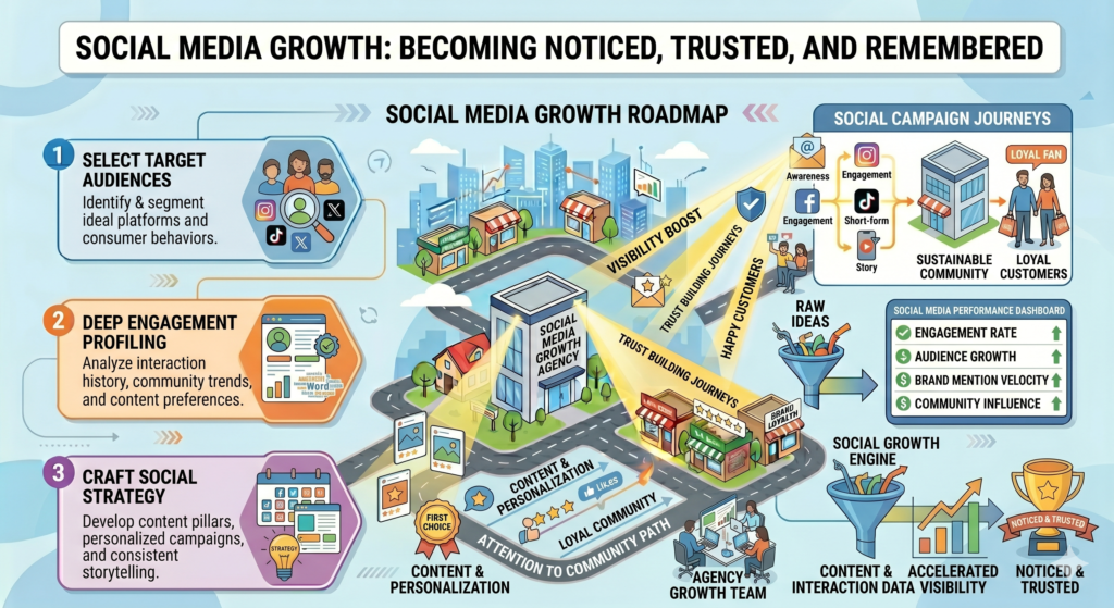 This concept is strong because many businesses are active on social media but not strategic. They post when they remember. They copy trends that do not fit their brand. They chase likes instead of leads. They publish content without a clear point. After a while, they feel busy but see little business value.