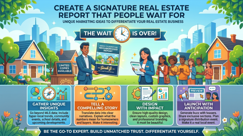 A signature report can become one of your strongest marketing assets. It positions you as the local expert, gives people a reason to stay connected, and creates content you can reuse across your website, email, social media, ads, and client calls.