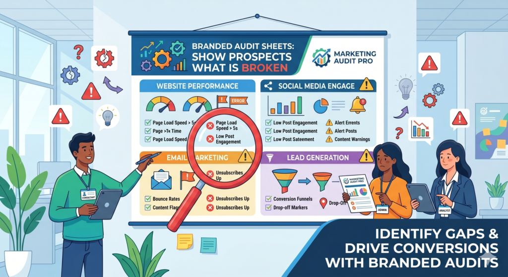 An audit sheet is one of the most useful creative items for service businesses because it helps prospects see their problem clearly. Many buyers know something is not working, but they cannot explain what is wrong. They may feel that their website is weak, their emails are not converting, or their content is not bringing leads. But the problem feels messy.