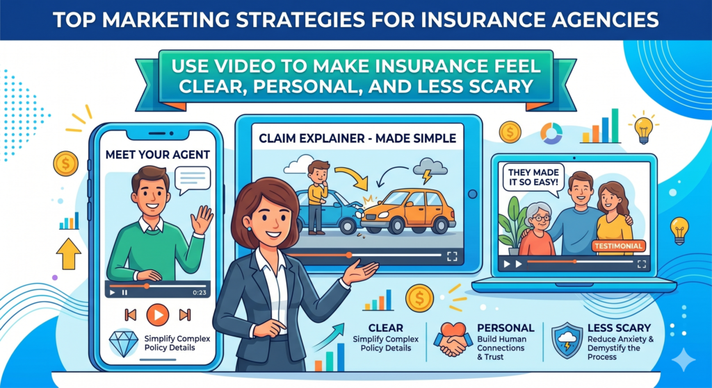 Video is powerful for insurance agencies because it does something written content cannot always do quickly. It lets people see your face, hear your voice, and feel your style before they ever book a call.