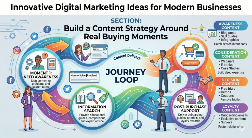 Content marketing is not about publishing as much as possible. It is about showing up at the exact moment your buyer needs help.