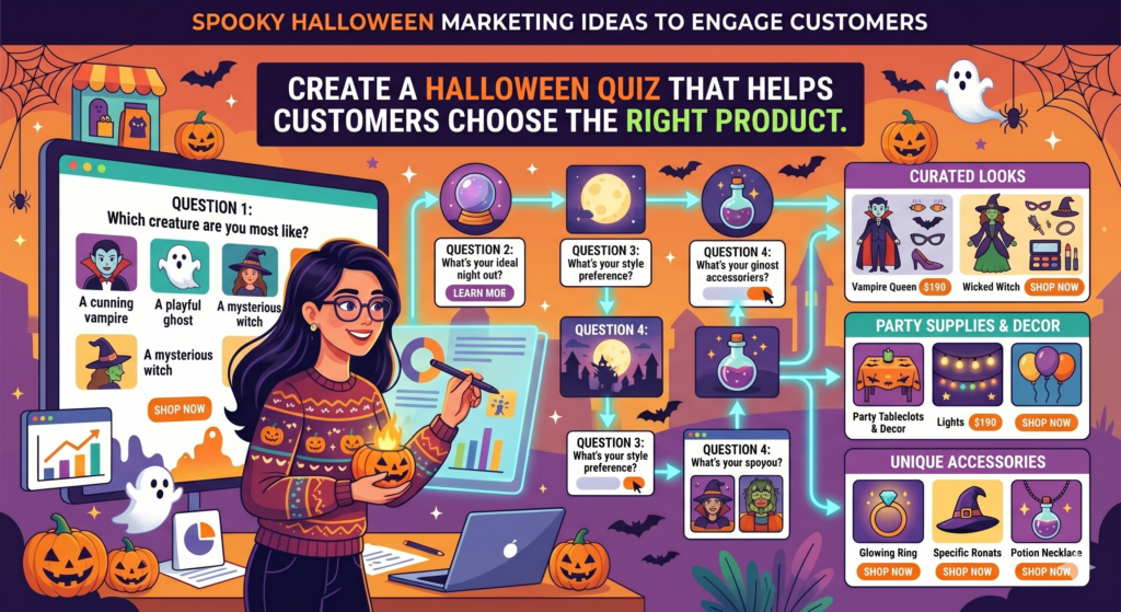 A Halloween quiz is a smart way to make shopping feel playful. It gives customers a reason to spend more time with your brand, and it helps them find the right product without feeling sold to.