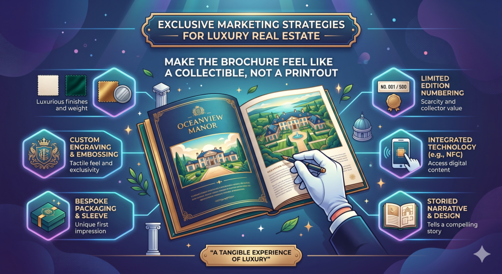 A luxury brochure is more than a document. It is a touchpoint. It tells the buyer how much care has gone into the sale. If the brochure looks rushed, crowded, or generic, it can lower the perceived value of the property.