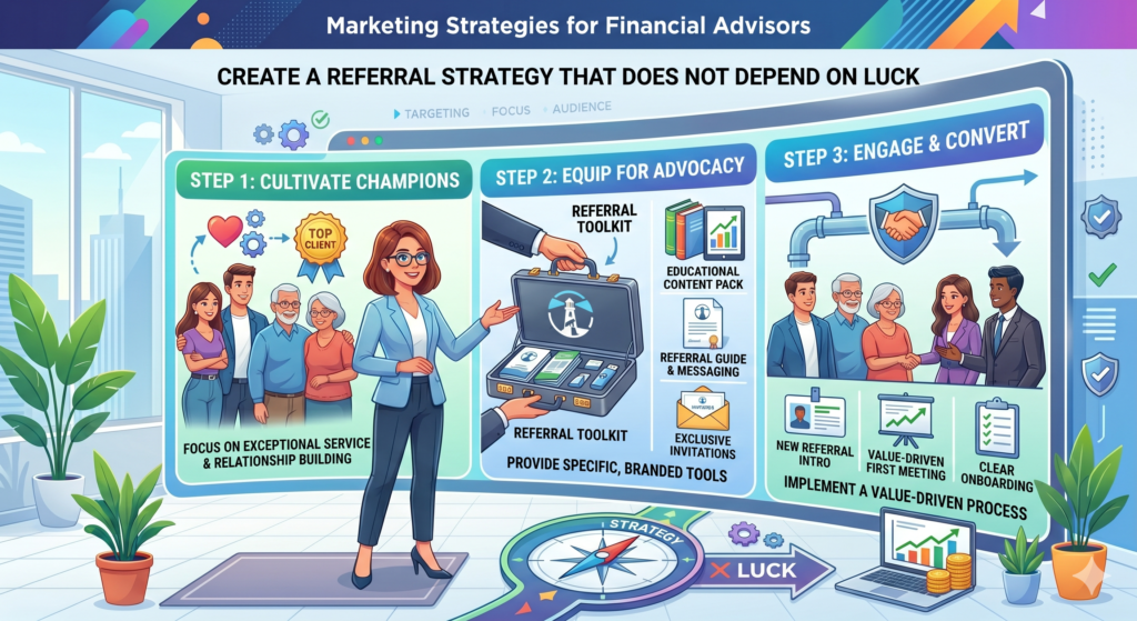 They hope happy clients will mention them. They hope centers of influence will remember them. They hope accountants, attorneys, business coaches, and estate planners will send people their way.