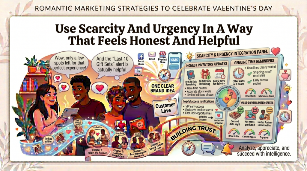 Valentine’s Day naturally has urgency. The date is fixed. Delivery windows close. Reservations fill. Limited editions sell out. Appointments disappear. This means you do not need fake pressure. Real timing already gives you enough urgency to work with.