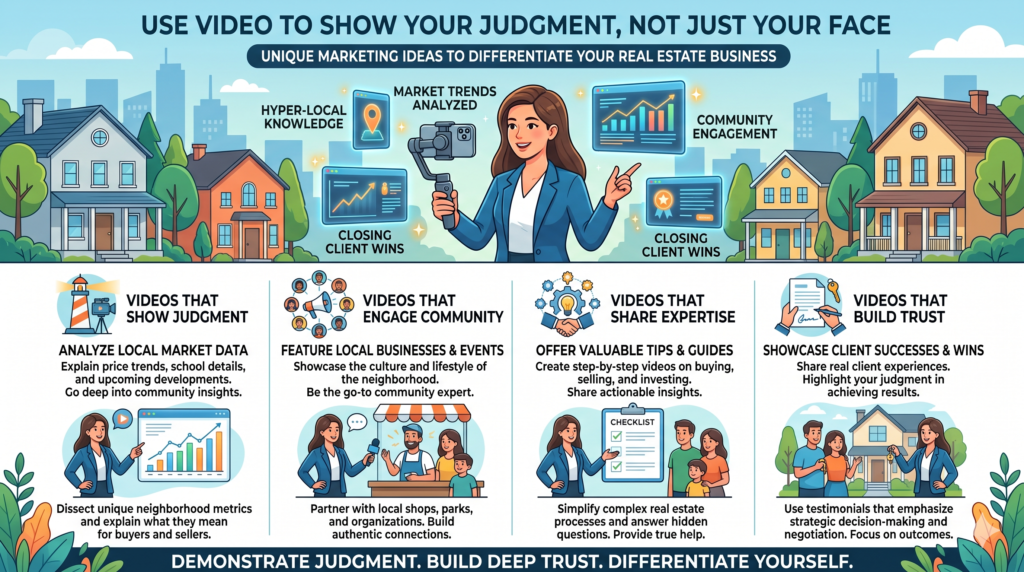 Video is one of the best tools for real estate marketing, but many agents use it in the same way. They stand in front of a property, smile, and give a quick tour. That can help, but it is not enough to make you different.
