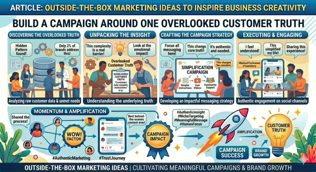 This truth may be small, but it can unlock a full campaign. It could be something customers feel but do not say. It could be a hidden reason they delay buying. It could be a strange way they use your product. It could be a fear that keeps them stuck. It could be a dream they are too shy to admit.