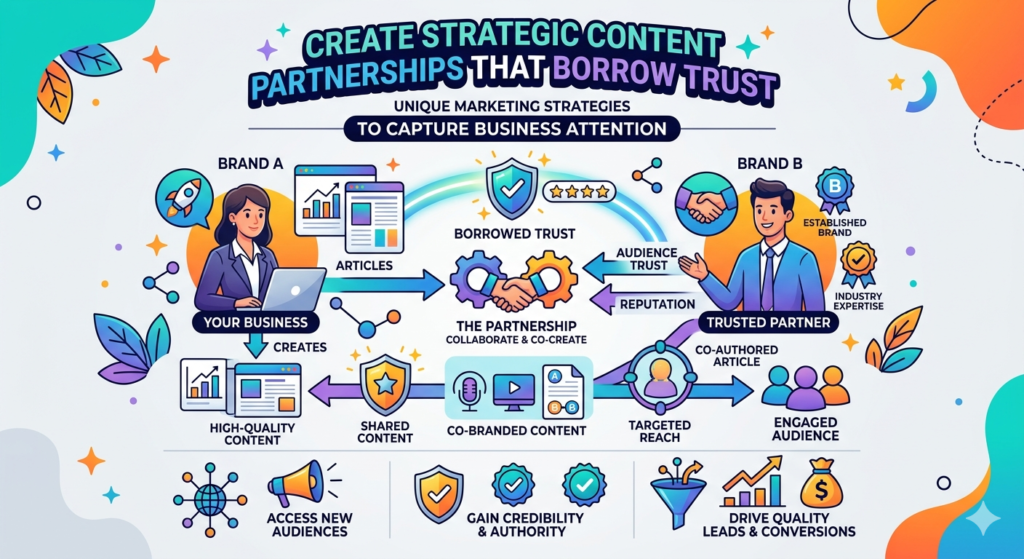 This is why content partnerships can be so useful. A strong partnership lets you reach a relevant audience without starting from zero. It also gives your brand borrowed trust because the audience already has a relationship with the partner.