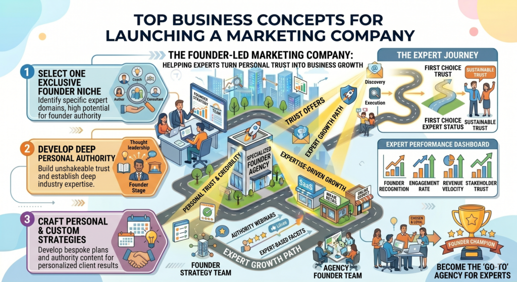 This concept works very well for coaches, consultants, agency owners, SaaS founders, lawyers, doctors, investors, creators, and expert service providers. In many of these businesses, the founder is the strongest asset. Their story, knowledge, opinion, and way of thinking can create trust faster than a company page ever could.