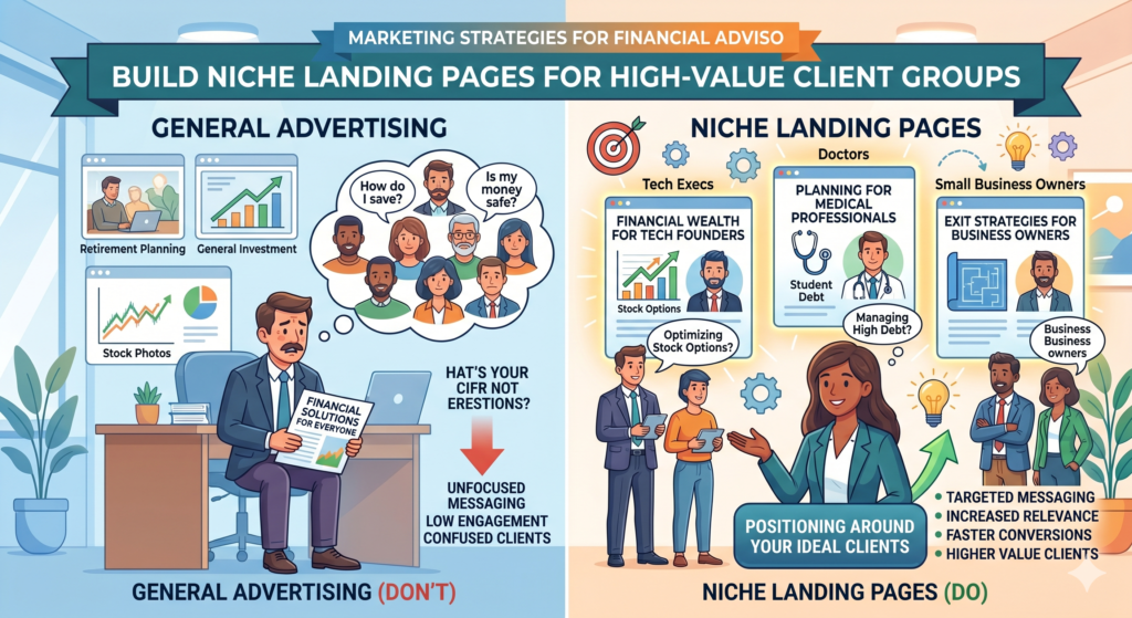 A niche landing page is a page built for one specific type of client. It is not the same as a general service page. A service page explains what you do. A niche page explains how your service applies to a specific person’s world.