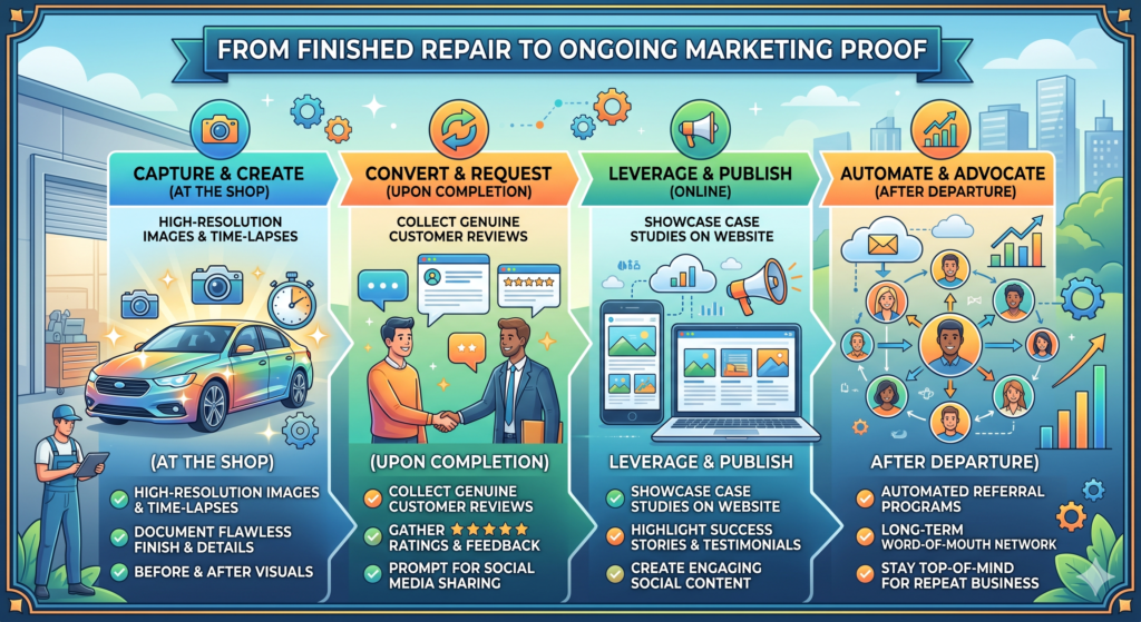 A completed repair should not only be the end of a job. It should also become part of your marketing engine. Every happy customer, every clean repair, every smooth handoff, and every clear update gives you material that can help the next customer trust you faster.