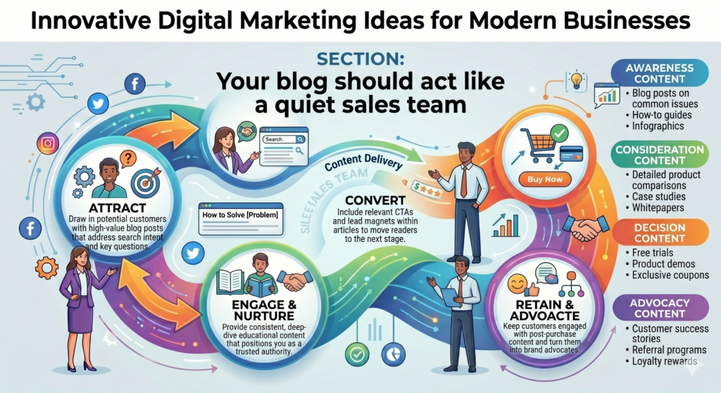 Each article should help the buyer understand one important thing. It should remove one doubt, explain one problem, show one better way, or make one decision easier.
