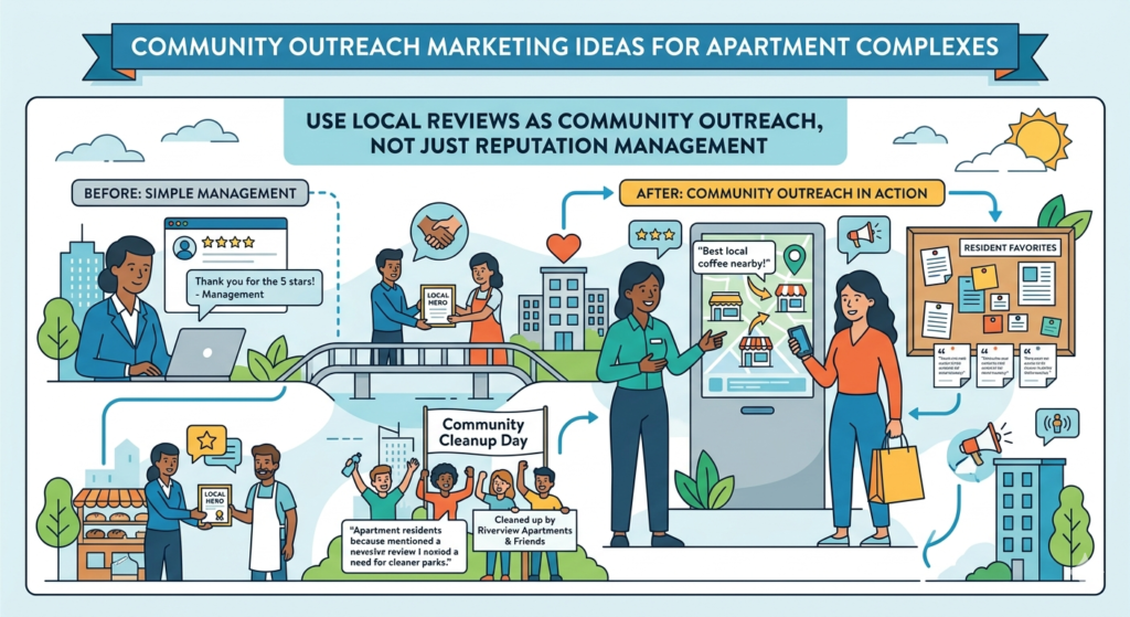 Reviews are often seen as a reputation tool, but they can also become a strong outreach tool. When people in your area search for apartments, they do not only look at your website. They look at what real residents say. They want proof that your property is clean, safe, responsive, and easy to live in.