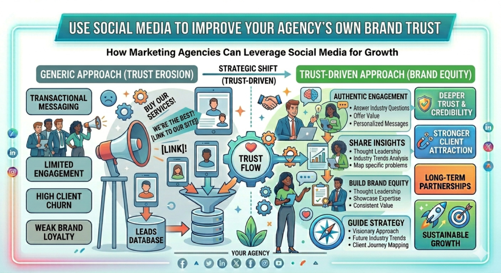 Your agency’s social media presence is often part of your first impression. Before a prospect books a call, they may check your LinkedIn page. They may look at your founder’s posts. They may scan your Instagram. They may watch a video. They may read comments. They may search for proof that your agency knows what it is doing.