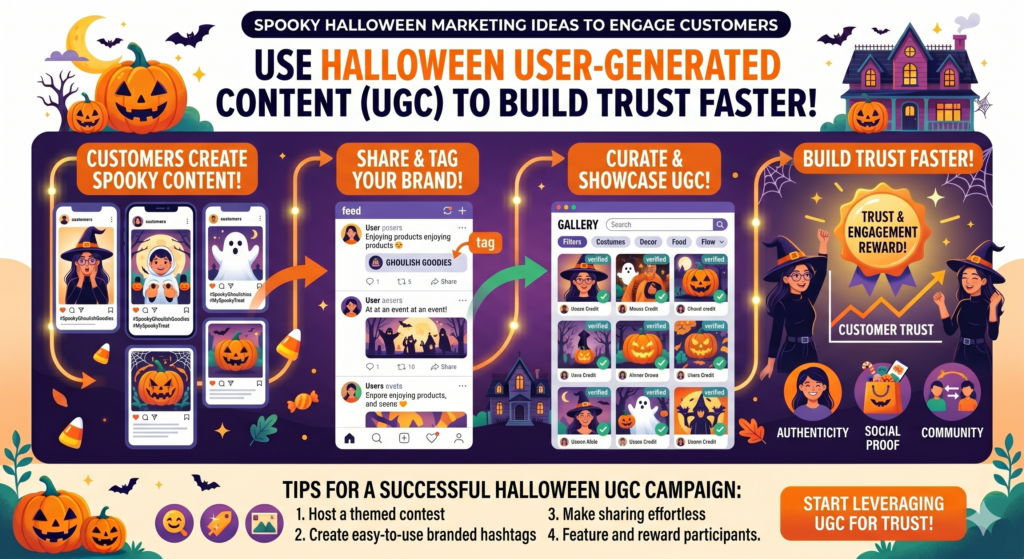 User-generated content is powerful during Halloween because customers are already making visual content. They are dressing up, decorating, baking, hosting, filming, and sharing. Your brand can become part of those moments if you give people a clear reason to include you.