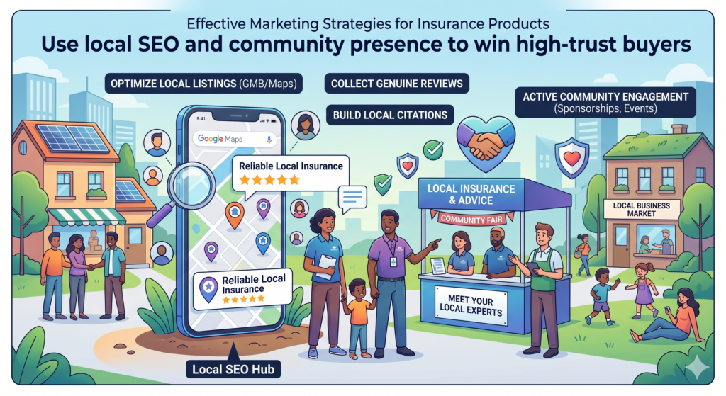 Insurance is often personal. Even when people research online, many still like knowing that a real person or local team can help them. This is why local SEO can be powerful for agents, brokers, and regional insurance companies.