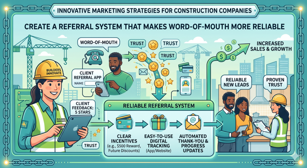 Word-of-mouth is still one of the strongest lead sources for construction companies. A happy client can bring another great client. A good architect, designer, real estate agent, property manager, or supplier can send steady work.
