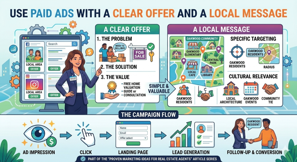 Paid ads can work well for real estate agents, but only when the message is clear. Many agents waste money because they run ads with weak offers. They boost listing posts, promote vague buyer messages, or ask strangers to call them before trust has been built.