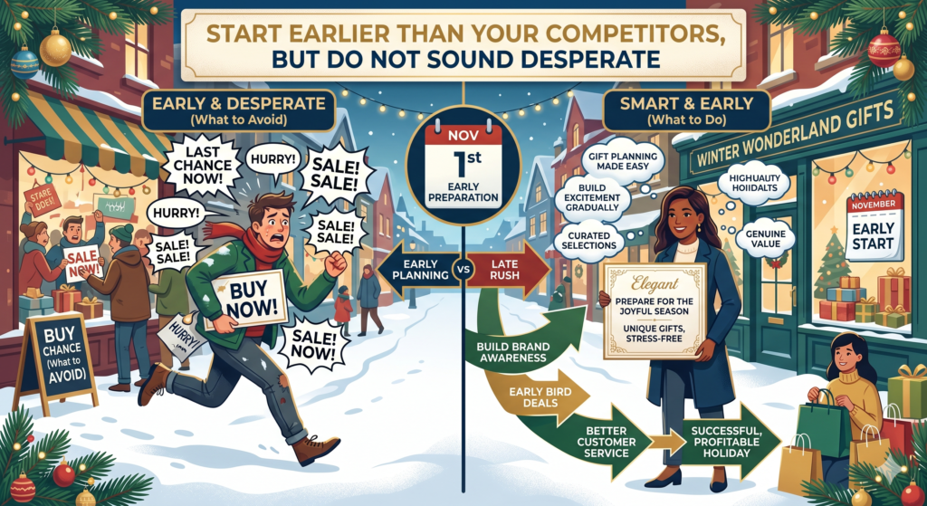 Holiday marketing works best when it starts before the buyer feels rushed. Many people begin thinking about holiday purchases long before they are ready to buy. They browse first. They save ideas. They compare options. They wait for the right offer. If your brand only shows up when the season is already crowded, you are fighting for attention at the hardest time.