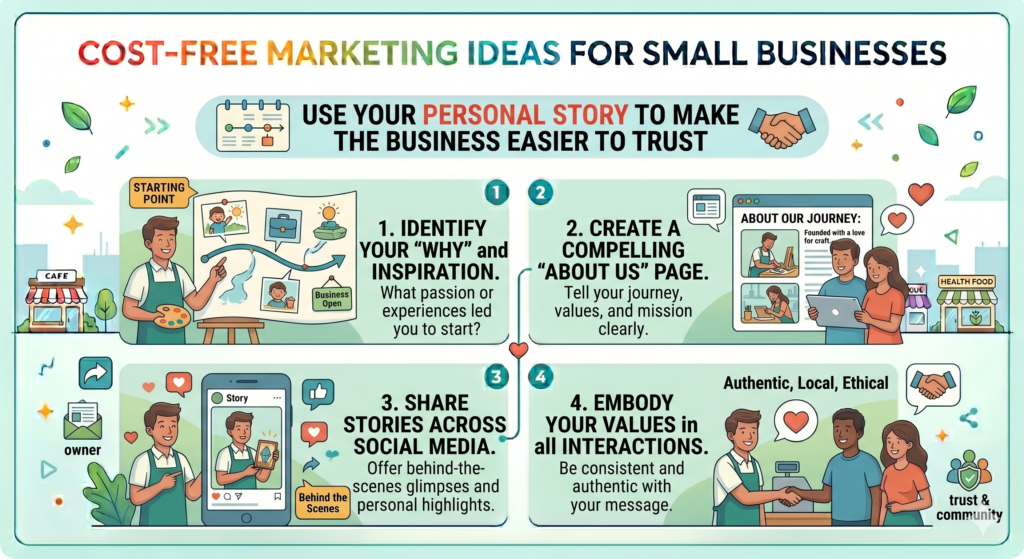 People like buying from real people. This matters even more for small businesses. A big brand can hide behind a logo. A small business should not. Your story can make you more memorable, more trusted, and more relatable.